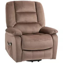HOMCOM Velvet-Feel Electric Lift-and-Recline Massage Armchair, with Remote - Brown - 1