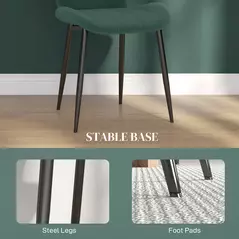 HOMCOM Set of Four Flannel Relaxed Tub Dining Chairs - Green - 6