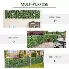 Outsunny 2-Piece Artificial Leaf Hedge Screen Privacy Fence Panel for Garden Outdoor Indoor Decor, Dark Green, 2.4M x 1M - 5