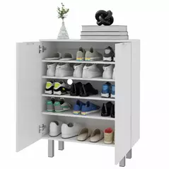 HOMCOM Five-Shelf Shoe Storage Cupboard - White - 1