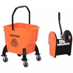 HOMCOM 25L Mop Bucket, with Wringer, Wheels and Handle - Orange - 8