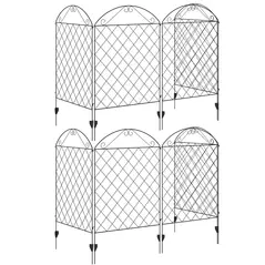 Outsunny Decorative Garden Fencing, 43in x 23ft Outdoor Picket Fence Panels, 8PCs Rustproof Metal Wire Landscape Flower Bed Border Edging Animal Barrier, Black - 1