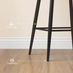 HOMCOM Set of Two Velvet-Feel Bar Stools - Brown - 7