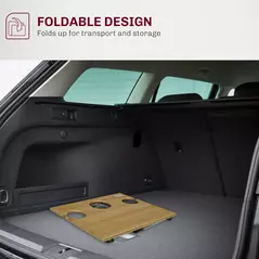 HOMCOM Portable Bamboo Top Wine and Glass Picnic Table - 5