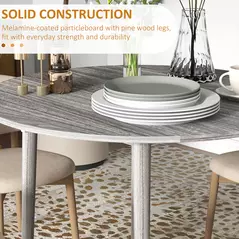 HOMCOM Folding Dining Table for 4, Round Drop Leaf Table, Modern Space Saving Small Kitchen Table with Wood Legs for Dining Room, Grey - 6