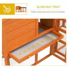 PawHut Two-Tier Rabbit Hutch with Run, Ramp, Slide-Out Tray, for Garden - Orange - 6