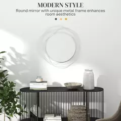 HOMCOM Abstract Metal Wire Wall Mirror, with Accessories - Silver - 4