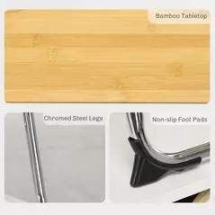 HOMCOM Portable Bamboo Top Wine and Glass Picnic Table - 6