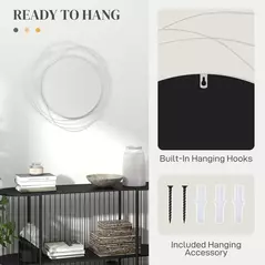 HOMCOM Abstract Metal Wire Wall Mirror, with Accessories - Silver - 5