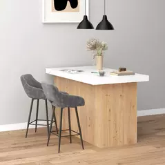 HOMCOM Set of Two Velvet-Feel Bar Stools - Grey - 4