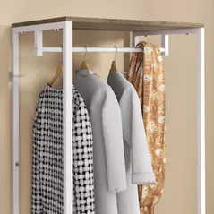 HOMCOM Hallway Coat Rack and Shoe Bench Tree - Grey - 8