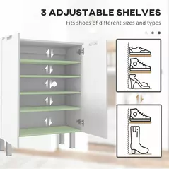 HOMCOM Five-Shelf Shoe Storage Cupboard - White - 4