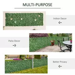 Outsunny 2-Piece Artificial Leaf Hedge Screen Privacy Fence Panel for Garden Outdoor Indoor Decor, Dark Green, 3M x 1M - 5