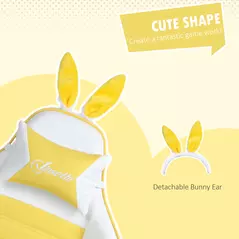 Vinsetto Reclining Racing Gaming Chair with Headrest and Lumber Support, PU Leather Computer Chair with Removable Rabbit Ears, Footrest, Yellow - 4