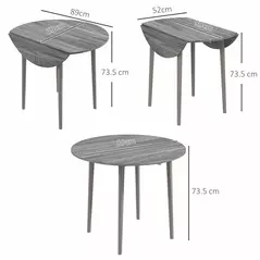 HOMCOM Folding Dining Table for 4, Round Drop Leaf Table, Modern Space Saving Small Kitchen Table with Wood Legs for Dining Room, Grey - 3