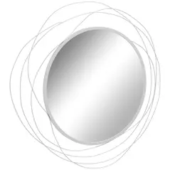 HOMCOM Abstract Metal Wire Wall Mirror, with Accessories - Silver - 1