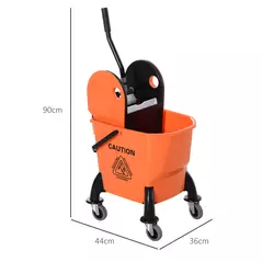 HOMCOM 25L Mop Bucket, with Wringer, Wheels and Handle - Orange - 3