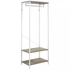 HOMCOM Hallway Coat Rack and Shoe Bench Tree - Grey - 1