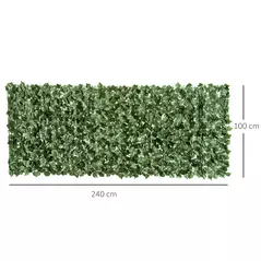 Outsunny 2-Piece Artificial Leaf Hedge Screen Privacy Fence Panel for Garden Outdoor Indoor Decor, Dark Green, 2.4M x 1M - 3