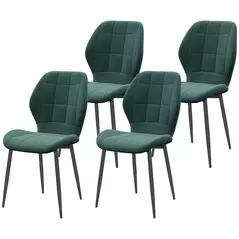HOMCOM Set of Four Flannel Relaxed Tub Dining Chairs - Green - 1
