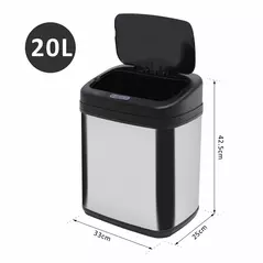 HOMCOM 20L LUXURY Automatic Sensor Dustbin Kitchen Waste Bin Rubbish Trashcan Auto Dustbin Stainless Steel with Bucket 33*25*42.5CM - 3