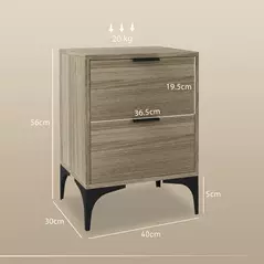 HOMCOM Set of Two Wood Effect Bedside Tables - 3