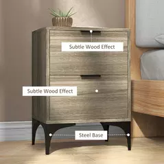 HOMCOM Set of Two Wood Effect Bedside Tables - 6