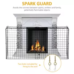 HOMCOM Extendable Fire Guard Screen, Freestanding Fire Screen Spark Guard, Folding Fireplace Cover, Wire Mesh, Child & Pet Safety Barrier for Fireplaces, 81.5-160cm, Black - 4