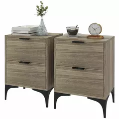 HOMCOM Set of Two Wood Effect Bedside Tables - 1