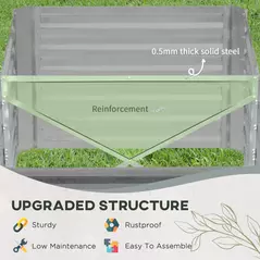 Outsunny Set of 2 Raised Beds for Garden, Galvanised Steel Outdoor Planters with Multi-reinforced Rods for Vegetables, Plants, Flowers and Herbs, 180 x 90 x 59 cm, Light Grey - 5