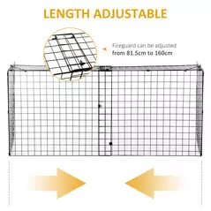 HOMCOM Extendable Fire Guard Screen, Freestanding Fire Screen Spark Guard, Folding Fireplace Cover, Wire Mesh, Child & Pet Safety Barrier for Fireplaces, 81.5-160cm, Black - 5