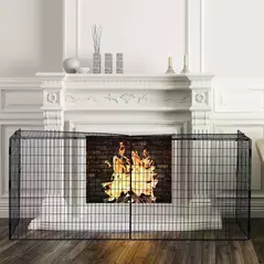 HOMCOM Extendable Fire Guard Screen, Freestanding Fire Screen Spark Guard, Folding Fireplace Cover, Wire Mesh, Child & Pet Safety Barrier for Fireplaces, 81.5-160cm, Black - 2