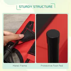 PawHut Raised Dog Bed Cat Elevated Lifted Portable Camping w/ Metal Frame Black and Red (Medium) - 7