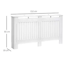 HOMCOM Slatted Radiator Cover Painted Cabinet MDF Lined Grill in White (152L x 19W x 81H cm) - 3