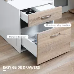 HOMCOM Computer Desk with Drawers and Storage Shelves, Office Desk Writing Table with Printer Stand, Large Workstation for Study Play Work Home Office, 137 x 55 x 92cm, Oak - 6