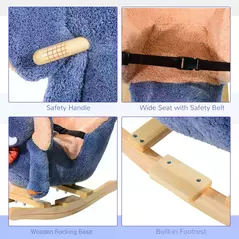 HOMCOM Children Rocking Seat with Sound, Elephant-Blue/Beige - 6