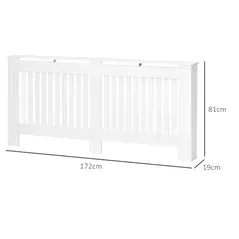 HOMCOM Slatted Radiator Cover Painted Cabinet MDF Lined Grill in White (172L x 19W x 81H cm) - 3
