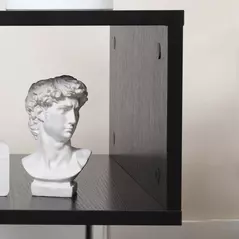 HOMCOM Wooden S Shape Cube Coffee Table 2 Tier Storage Shelves Organizer Office Bookcase Living Room End Desk Stand Display (Black) - 9