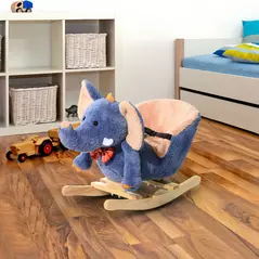 HOMCOM Children Rocking Seat with Sound, Elephant-Blue/Beige - 2