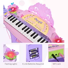 HOMCOM 32 Keys Kids Mini Electronic Keyboard Musical Instrument Educational Game Toy Children Grand Piano Stool Micropho - 5