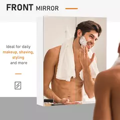 HOMCOM Bathroom Mirror Cabinet, 3-Tier Wall Mount Bathroom Storage Cabinet with Soft-Close Hinges and Adjustable Shelf, Double Door Cupboard, 60 x 15 x 75 cm, White - 6