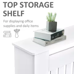 HOMCOM Slatted Radiator Cover Painted Cabinet MDF Lined Grill in White (152L x 19W x 81H cm) - 5