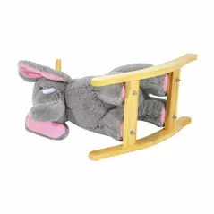 HOMCOM Kids Children Rocking Horse Plush Ride on Animal Wooden Riding Traditional Rocker Gift w/32 nursery rhymes (Grey Elephant) - 9