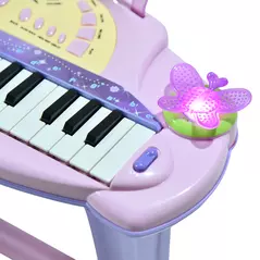 HOMCOM 32 Keys Kids Mini Electronic Keyboard Musical Instrument Educational Game Toy Children Grand Piano Stool Micropho - 8