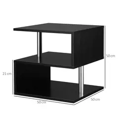 HOMCOM Wooden S Shape Cube Coffee Table 2 Tier Storage Shelves Organizer Office Bookcase Living Room End Desk Stand Display (Black) - 3