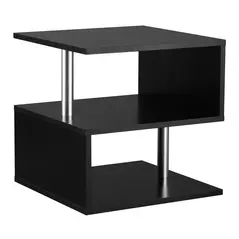 HOMCOM Wooden S Shape Cube Coffee Table 2 Tier Storage Shelves Organizer Office Bookcase Living Room End Desk Stand Display (Black) - 1