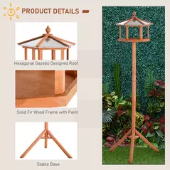 PawHut Wooden Bird Table for the garden Feeding Station, 153Hcm - 5