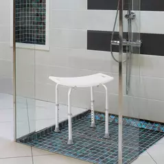 HOMCOM Height Adjustable Bath Stool, Aluminium Shower Stool with Non-Slip Pads for Elderly, Disabled, Seniors, Pregnant, White - 9