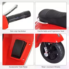 HOMCOM Kids Ride On Motorcycle, 6V, W/LED Lights-Red - 4