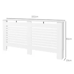 HOMCOM Radiator Cover, Modern MDF White Painted Cabinet with Horizontal Slats for Living Room, Bedroom, 152L x 19W x 81H cm - 3